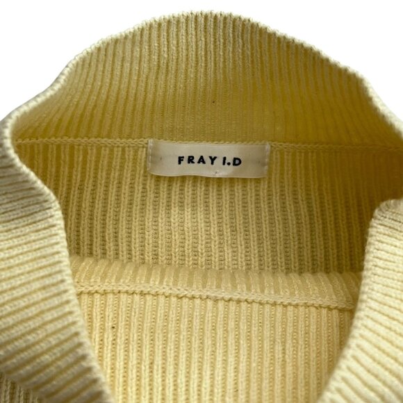 Fray I.D‎ Cotton Cashmere Blend Butter Yellow Sweater S Minimalist Quiet Luxury - Picture 4 of 8